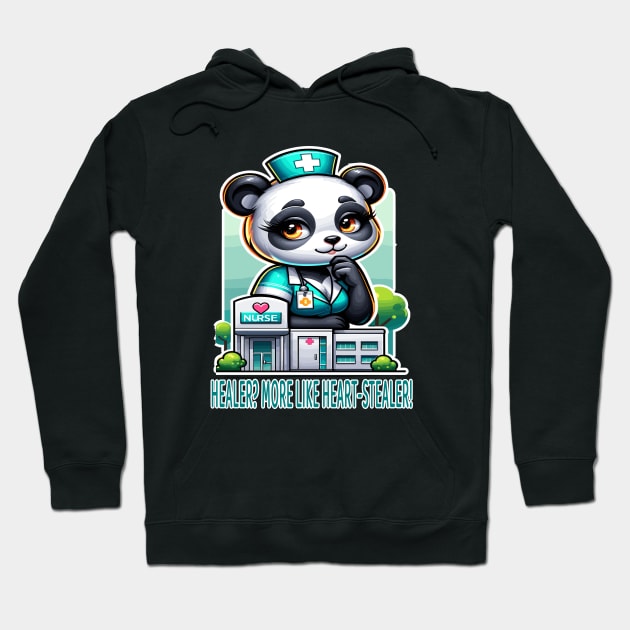 Heart Stealing Panda Nurse, Healing With Love Hoodie by maknatess